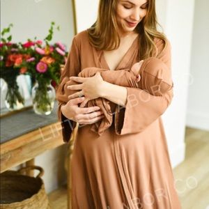Postpartum/labor Gown -Camel